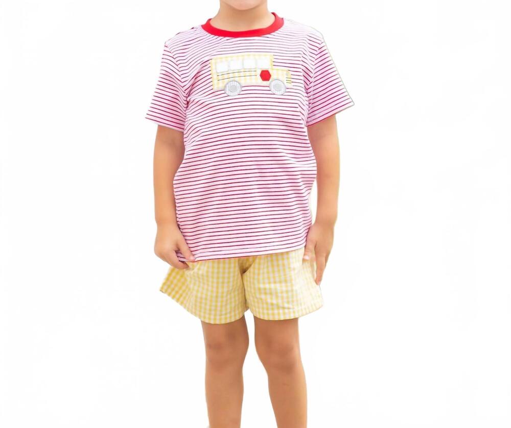 NEW JELLYBEAN kids bus stop short set in red multi
